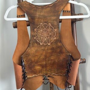 Brown Leather Vest with Lace-Up Front